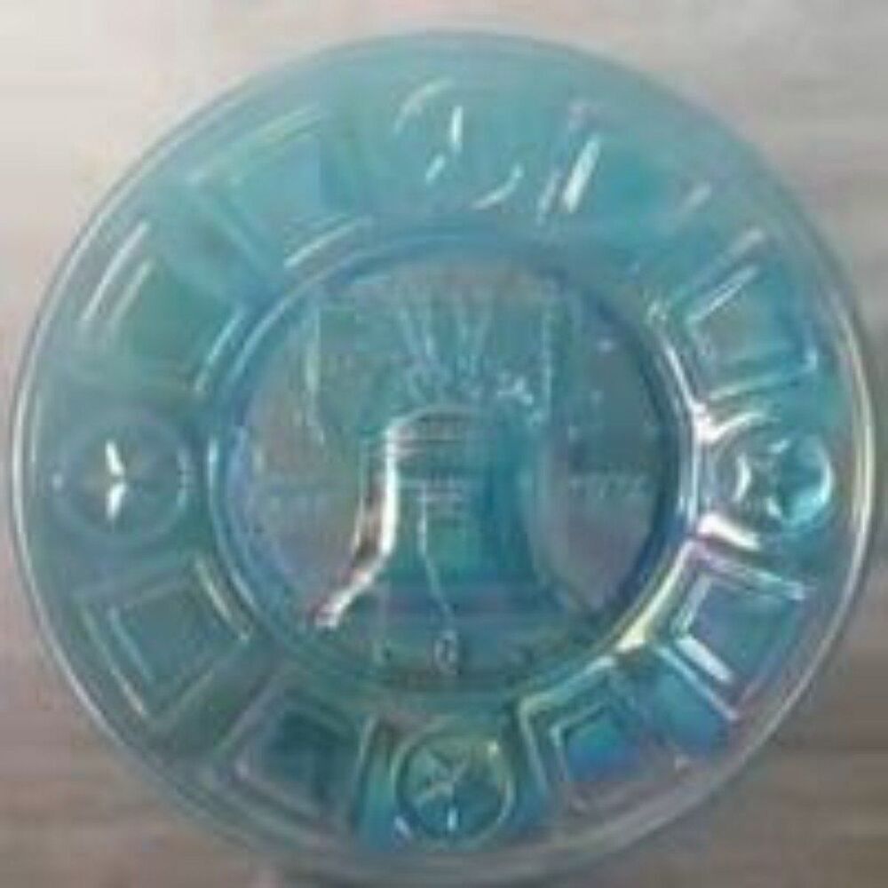 Liberty Bell Wheaton Glass Millville NJ Blue Carnival Glass Collectors Plate - Picture 2 of 7